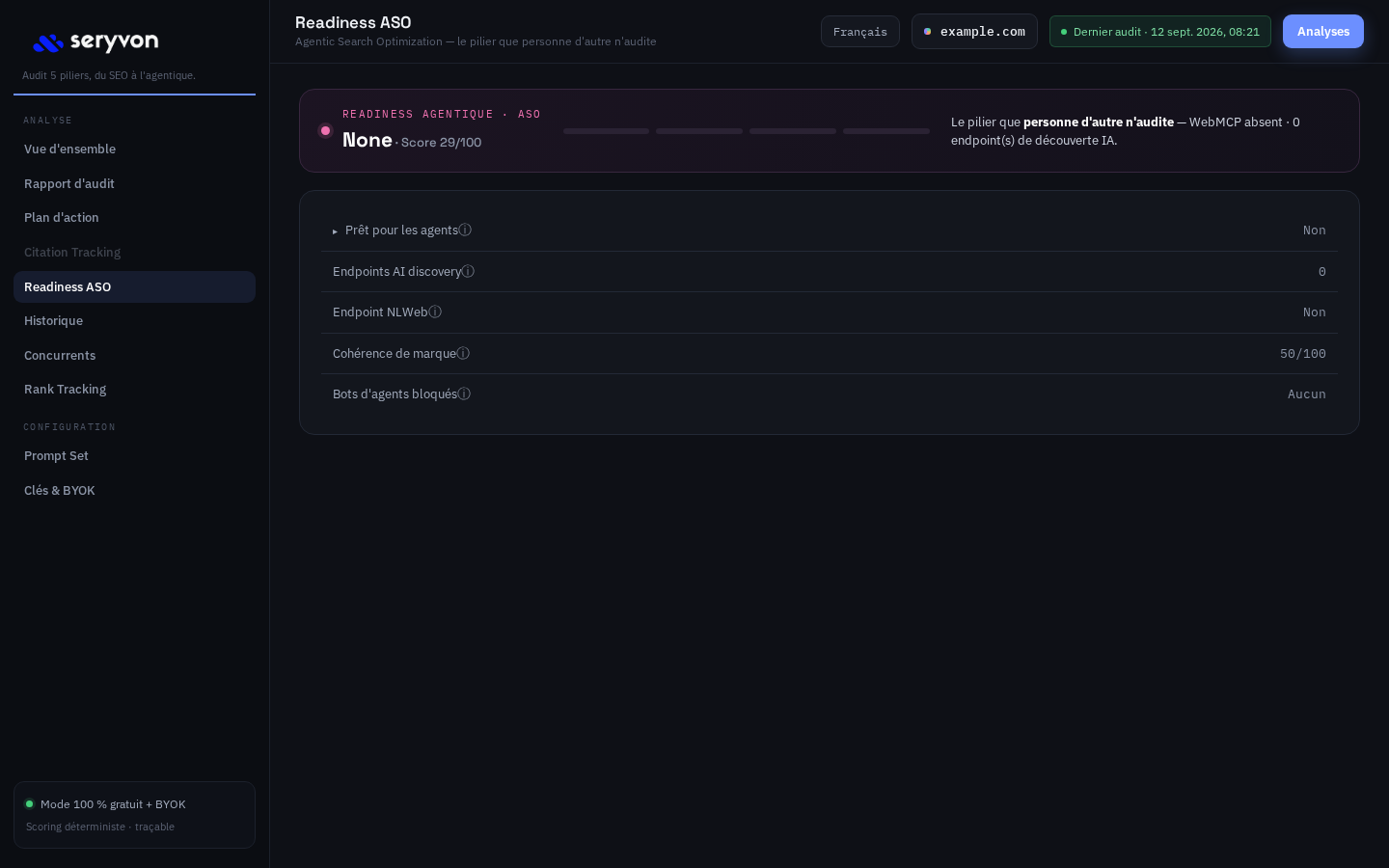 Seryvon Docker agent readiness and ASO signals